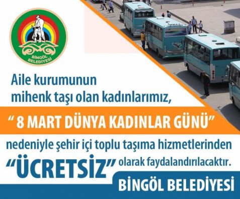 8 mart’ta toplu taşıma kadınlara ücretsiz olacak